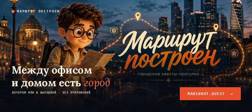 Городские квесты-прогулки: Москва и Санкт-Петербург. Маршрут построен